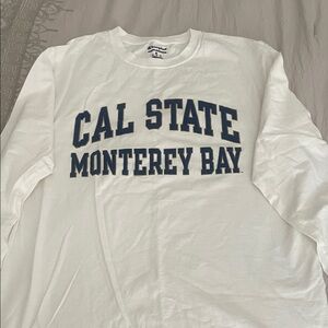 Champion White Long Sleeve Shirt with Navy Print